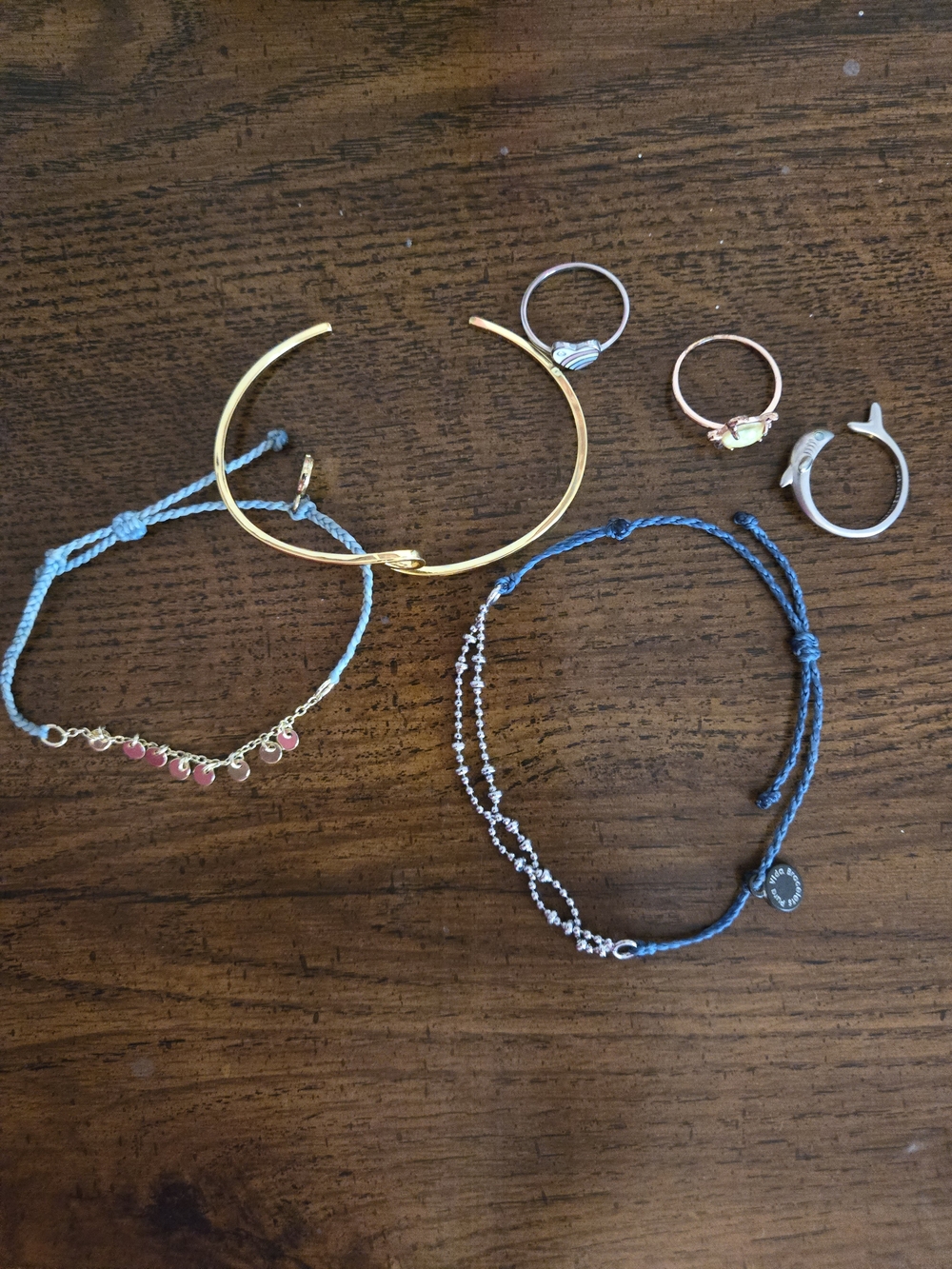 Gold and Blue Mixed Metal Bracelet Set - Women's Jewelry